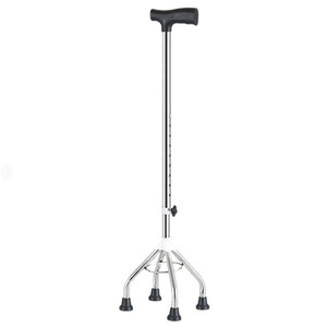 Bâton de marche en acier inoxydable à quatre pieds, hauteur réglable, antidérapant, pour la randonnée et les activités de plein air - Product Image 5