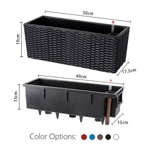 Jardinières rectangulaires en plastique PP auto-arrosantes de 20 pouces pour la maison, le jardin et la terrasse avec crochets et design moderne écologique toutes saisons - Product Image 4