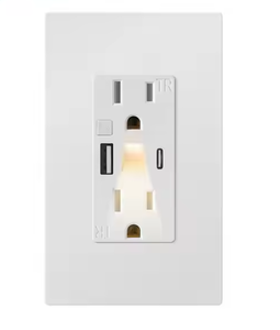 Chúng tôi tiêu chuẩn 5V 4.8A ánh sáng ban đêm <span class=keywords><strong>USB</strong></span> ổ cắm 110V 15A Loại C tường ổ cắm phích cắm & ổ cắm - Product Image 1