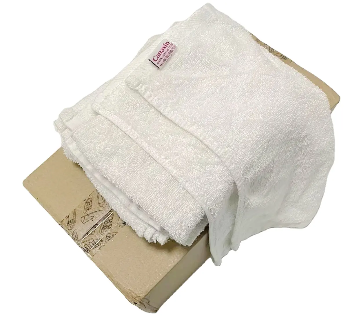 Yeniden kullanılabilir ve çevre dostu High-end otel kullanılan banyo havlusu yüz havlu pamuk paçavra beyaz endüstriyel havlu pamuk paçavra