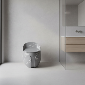 WC monobloc de luxe en céramique de couleur grise, à jet de tornade, à siphon super puissant, en forme d'œuf, à poser au sol - Product Image 6
