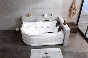 1.8m moderno per vasca idromassaggio idromassaggio grande acrilico Hydro cascata vasche idromassaggio con scolapiatti ammollo & funzione di massaggio per - Product Image 4