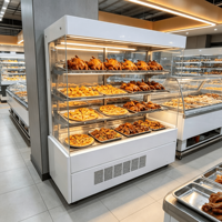 Vitrine chauffante commerciale en acier inoxydable pour poulet rôti, à pompe à chaleur économe en énergie, avec isolation et vitrine en verre