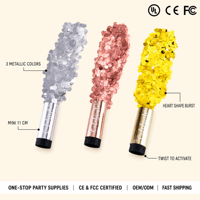 Canon à Confettis Mini 11cm en Gros, 3 Couleurs Métalliques, Effet Éclat Cœur, Lanceur Manuel pour Mariages, Anniversaires, Tous Âges