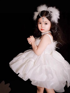 Vestito Estivo da Bambina Stile Lolita Principessa Cigno Bianco, Design con Piume d'Angelo, Fiocco e Gonna Soffice per <span class=keywords><strong>Costume</strong></span> di Compleanno - Product Image 4