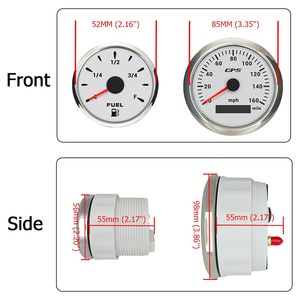 Velocímetro GPS de 85 mm, Medidor de Nivel de Combustible de 52 mm, Tacómetro de 160 MPH 0-8000 RPM, Juego de Indicadores con Retroiluminación de 7 Colores, Suministros Marinos para Barcos Negros - Product Image 2