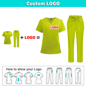 Uniforme de travail personnalisé avec logo, pour les salons de beauté, les spas dentaires, les hôpitaux, ensemble de blouses médicales, polyester respirant, unisexe - Product Image 2