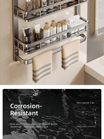 Étagère de rangement murale pour toilettes, fixation par perçage unique, design moderne et minimaliste, aluminium spatial multi-tailles