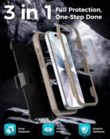Étui magnétique transparent pour iPhone 17 Pro Max Air 16 Plus 15 Pro Max avec clip ceinture et cadre avant, coque de protection robuste