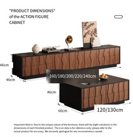 Ensemble meuble TV et table basse rétro mi-siècle, design épuré, extensible, moderne et simple, en panneaux de particules, pour salon et chambre