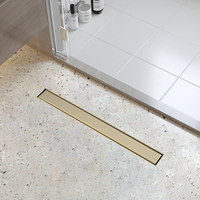 Drain de douche invisible en or brossé de 28 pouces, drain linéaire de luxe en acier inoxydable à insérer dans les carreaux pour salle de bain de villa personnalisée