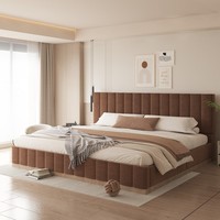 Großhandel Minimalistischer Bettrahmen mit Hohem Gepolstertem Kopfteil und Segmentiertem Fußteil für Hotelzimmer und Villenmöbel