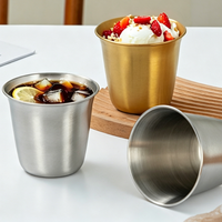 Tasse à crème glacée en acier inoxydable 304, tasse en métal brossé, café latte, café glacé, tasse de service pour desserts, pour restaurant, maison, restauration
