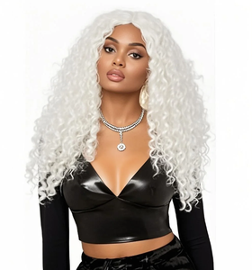 Perruque <span class=keywords><strong>afro</strong></span> longue et blanche pour fête, cheveux bouclés, cosplay, costume d'Halloween, accessoire pour fête à thème <span class=keywords><strong>disco</strong></span> pour adultes - Product Image 1