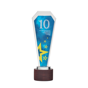 Crystal Crafts Customized Colorful Printing K9 Glass Trophy Business Plaque Award Office Decoration