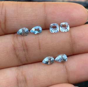 โอเอ็ม เจ็มส์ อะความารีนธรรมชาติคู่หนึ่ง |   ต่างหูรูปทรงผสมสีฟ้าทะเลและชุดแหวนแต่งงาน |   ต้นกำเนิดจากอินเดีย - Product Image 4