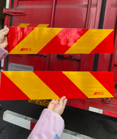 Autocollants réfléchissants pour hayon de camion, autocollants adhésifs rouges, blancs, jaunes, rayures diagonales, logo d'avertissement, rectangle, triangle, hexagone