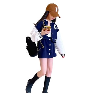 2023 primavera autunno adolescente tute vestiti manica lunga lettera Crop cappotti da Baseball giacca gonna <span class=keywords><strong>2</strong></span> pezzi abbigliamento per bambini ragazze - Product Image 6