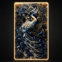 Peinture équestre illuminée encadrée avec motifs de paons, carpes koï et cerfs pour la décoration intérieure des halls d'hôtel et salons