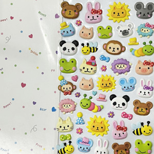 Pegatinas de resina de dibujos animados personalizados, logotipo 3D hinchado, hoja de vinilo epoxi con corte de beso y animales para exposición - Product Image 2
