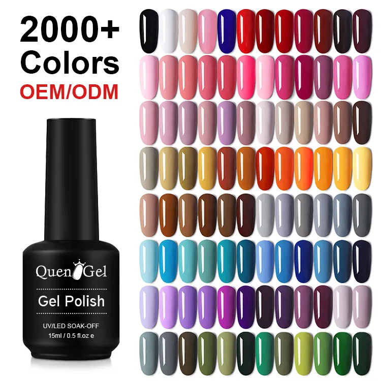 ฉลากส่วนตัวขายส่งจีนเล็บศิลปะเจลโปแลนด์ผู้ผลิต OEM 2000สี15มิลลิลิตรแช่ปิดยาทาเล็บยูวีเจล