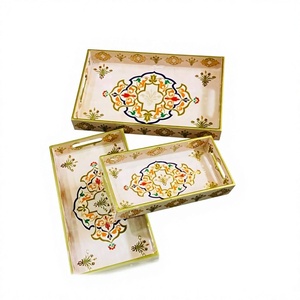 Bandeja de Madera MDF para Servir Té, con Estampado Colorido Meena, Bandeja Decorativa para Desayuno y Aperitivos, para Hogar y Hotel, Venta al Por Mayor de Fábrica - Product Image 1
