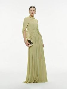 Robe longue plissée vert clair à col montant pour <span class=keywords><strong>femme</strong></span> A11669, style vintage élégant, idéale pour soirée, bal <span class=keywords><strong>de</strong></span> promo ou <span class=keywords><strong>mariage</strong></span> - Product Image 2
