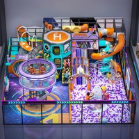 Équipement de terrain de jeu intérieur personnalisé sur le thème de la station spatiale : Capsule spatiale, Hélicoptère, Tour H, Toboggan tubulaire, Toboggan spiralé, Piscine à balles |   Enfants FEC