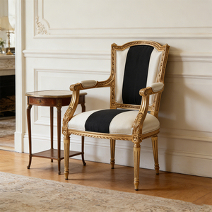 <span class=keywords><strong>Fauteuil</strong></span> d'appoint classique noir et blanc à blocs de couleur, avec cadre en bois massif sculpté à la main, style vintage - Product Image 1
