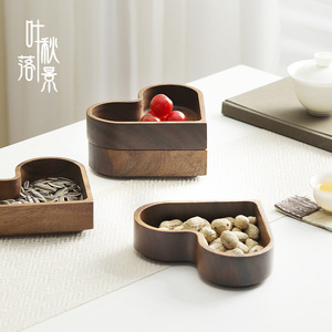 South American Walnut Wood Dessert <b>Tray</b> Heart Shaped Fruit Plate Solid Wood <b>Tea</b> <b>Tray</b> Residential Use - Product Image 2