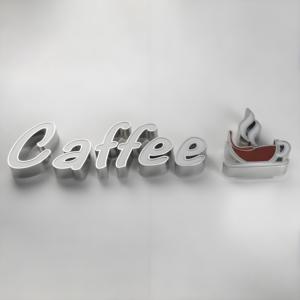 3D <span class=keywords><strong>LED</strong></span> canale in metallo lettere Logo segno di colore personalizzato illuminato argento spazzolato doppia faccia lettere luminose segno della caffetteria - Product Image 2
