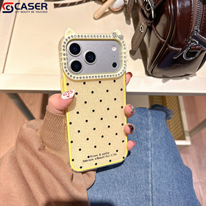 Dessin animé paillettes à pois 2 In1 <span class=keywords><strong>coque</strong></span> <span class=keywords><strong>de</strong></span> <span class=keywords><strong>téléphone</strong></span> pour Iphone11promax 12 13 mignon diamants KT <span class=keywords><strong>chat</strong></span> caméra cadre étuis pour 17promax - Product Image 6