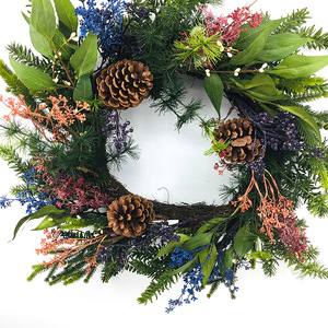 مجموعة زينة إكليل عيد الميلاد والتوت الأحمر الزهري الاصطناعي - Product Image 5