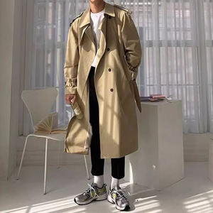 Manteau <span class=keywords><strong>trench</strong></span> élégant pour <span class=keywords><strong>homme</strong></span>, nouvelle collection 2021, version coréenne mi-longue printemps, décontracté, double boutonnage, style étudiant - Product Image 1