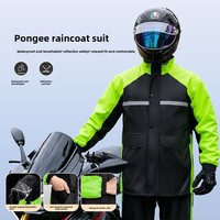 Ensemble imperméable et pantalon de pluie réfléchissant en PVC respirant, style deux pièces, avec capuche amovible pour hommes adultes cyclistes