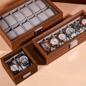 맞춤 로고 프린팅 제작, 럭셔리 디자인 시계 디스플레이 보관함, 12구 월넛 티크 원목 시계 박스 - Product Image 1