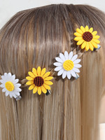 Lot de 10 pinces à cheveux tendance en feutre, petites fleurs de tournesol jaunes pour enfants et tout-petits