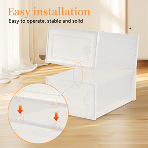 12 Pack Clear <b>Plastic</b> Shoe Storage <b>Boxes</b> Stackable Shoe Organizer with Lids for Closet & Entryway - Product Image 3