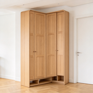 Modern Solid Wood <b>Shoe</b> Rack Cabinet Multi Door Storage <b>Wardrobe</b> with Open Shelf for Bedroom Entryway - Product Image 2