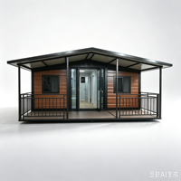 Maison conteneur préfabriquée extensible avec balcon et design moderne pour utilisation mobile en espace de réception