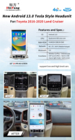 Lecteur DVD de voiture Lecteur Android 16 pouces pour Toyota Land Cruiser 2016-2020