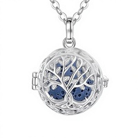Diffuseur d'huiles essentielles Harmony Ball, chaîne en bambou, pendentif arbre de vie pour femme, boule en pierre de lave, locket romantique