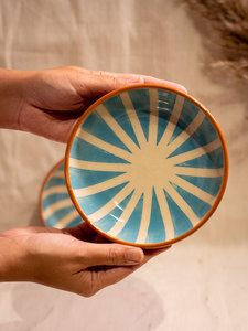 Tasse/Vase en Céramique Grès de Haute Qualité Cuites au Four, Rayures Bleu Turquoise, Faites à la Main, Design Personnalisé à Rayures Rouges, Adaptées au Four et au Micro-ondes - Product Image 2