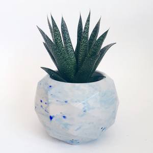 Pot en Béton Géométrique Bleu Océan Cactus Petit Pot de Fleur Ciment Bleu Ciel Jardinière Succulente - Product Image 3