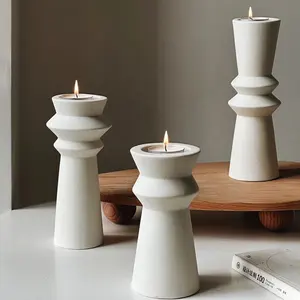 北欧餐桌装饰茶光白色陶瓷蜡烛架家居装饰礼品工艺品烛台