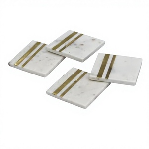 High Class Quality Pure White Ceramic Inlay Eco-Friendly Tea Coaster Set/Rounded Shape Tea Coaster/Kitchen Decoration Cheaper - Product Image 1