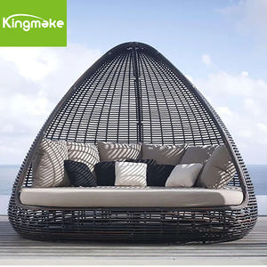 The Outdoor Living Set Muebles Jardín Cama solar Muebles tejidos de ratán Daybed de mimbre con cojín - Product Image 4