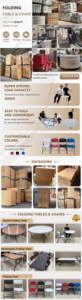 LEDA - Mesa Rectangular Plegable de Metal Color Madera Natural para Eventos y Fiestas al Aire Libre, Ideal para Hoteles y Bodas - Product Image 6