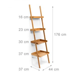 <strong>Free</strong> <strong>Standing</strong> Storage Rack Book <strong>Shelves</strong> Plants Stand Display Shelf Living Room Bedroom Office Bamboo 4-Tier Ladder Shelf - Product Image 3