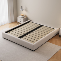 Cadre de lit rembourré en bois au design moderne pour chambre à coucher, avec garantie de 3 ans, disponible en tailles Queen, King et Full, design minimaliste en tissu